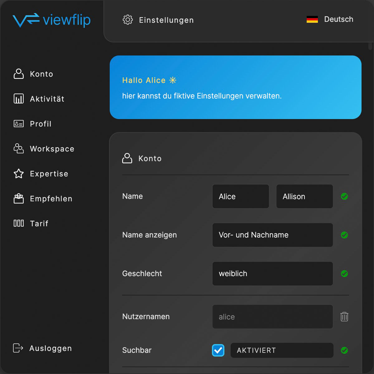 Settings dark