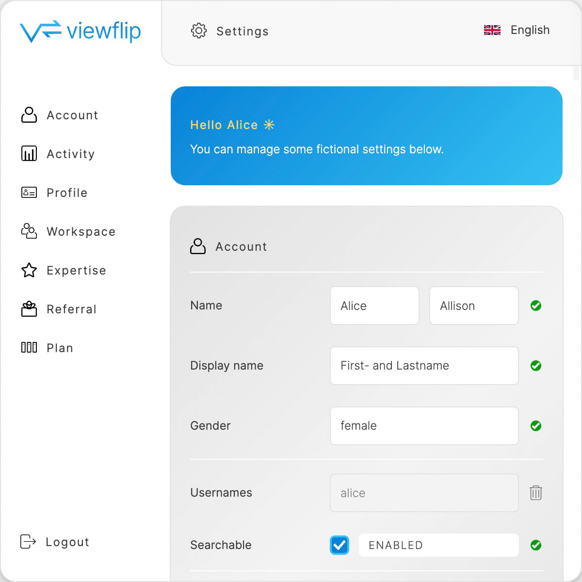 Settings light